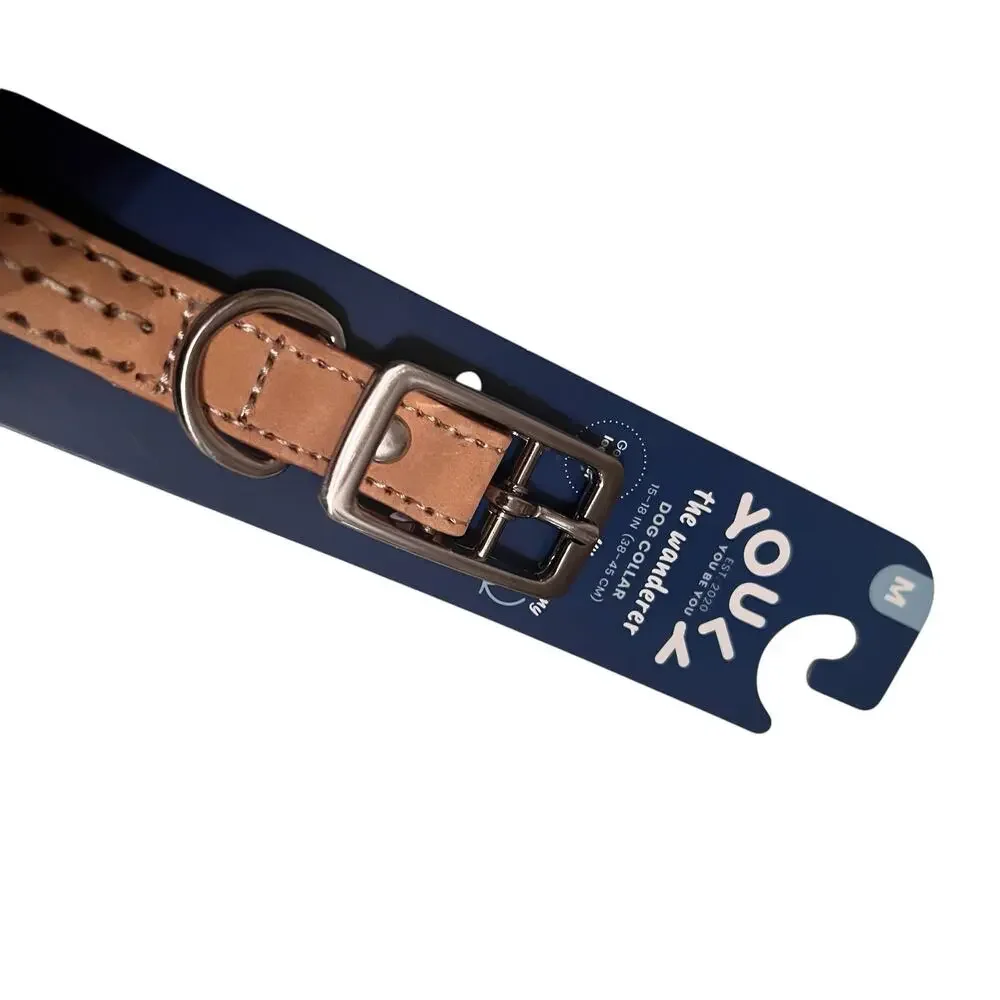 Youly Dog Collar The Wanderer Cream Rope & Leather Patagonia Style Size M New